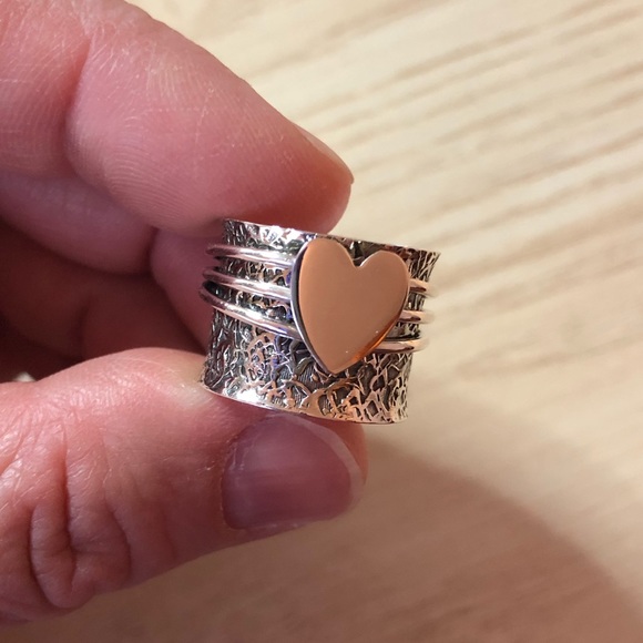 🆕 RING Heart Spinner Meditation Sterling Silver - Picture 2 of 3